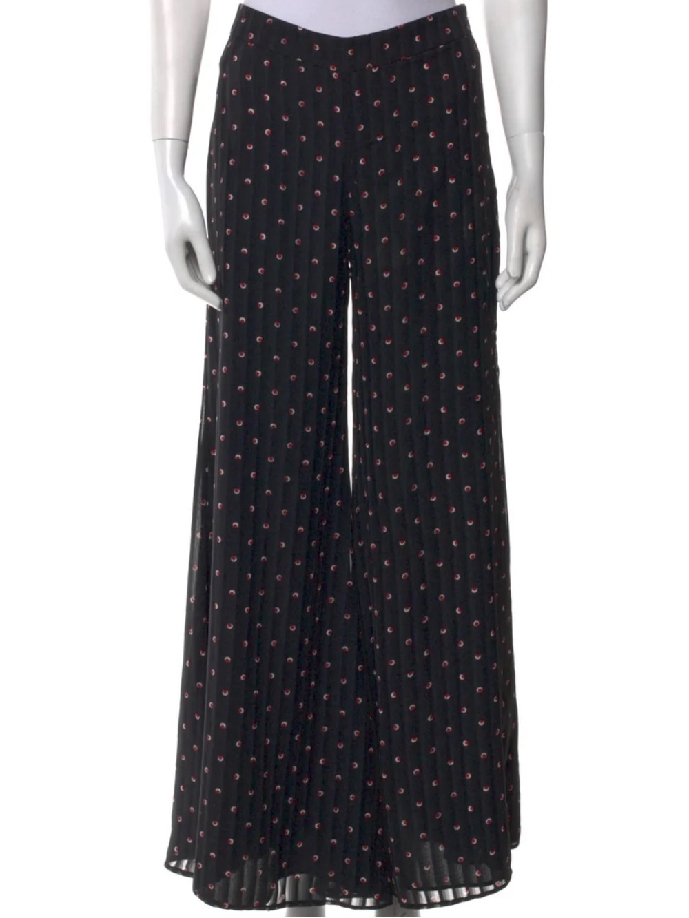 Alexis Black Wide-Leg Palazzo Pants with Pink Dot Print